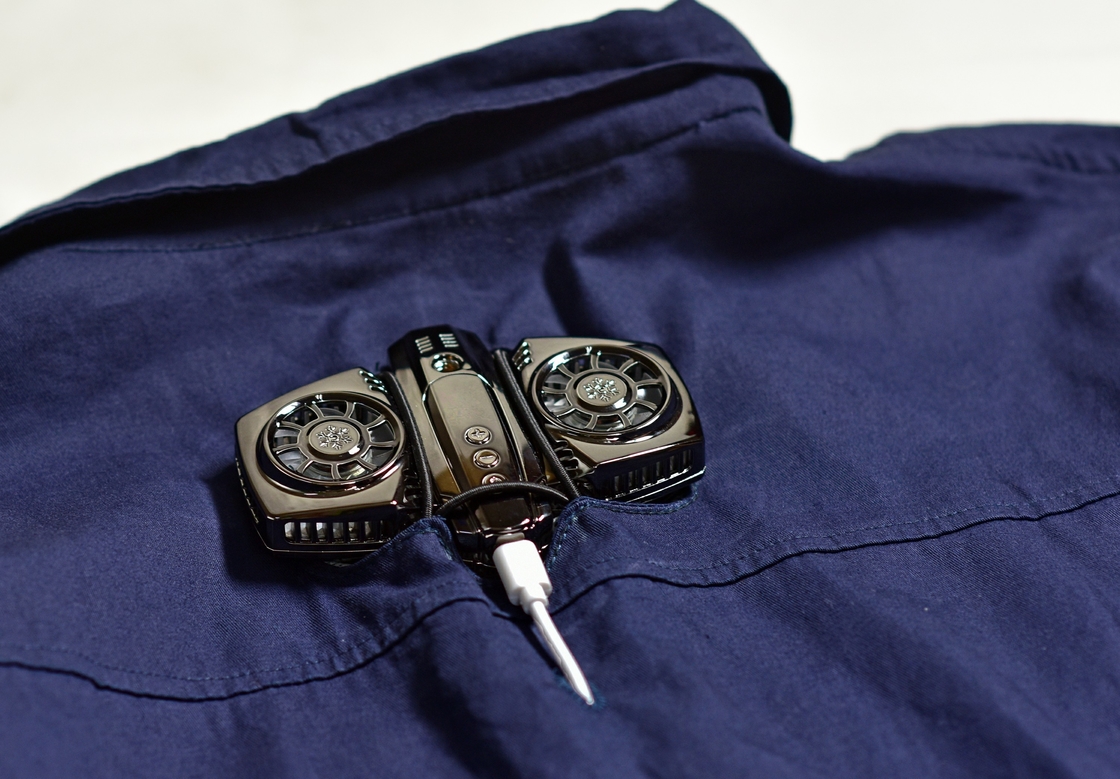 Outdoor Work Cooling Vest Jacket with Low Noise Semiconductor Device Men's Zipper Closure